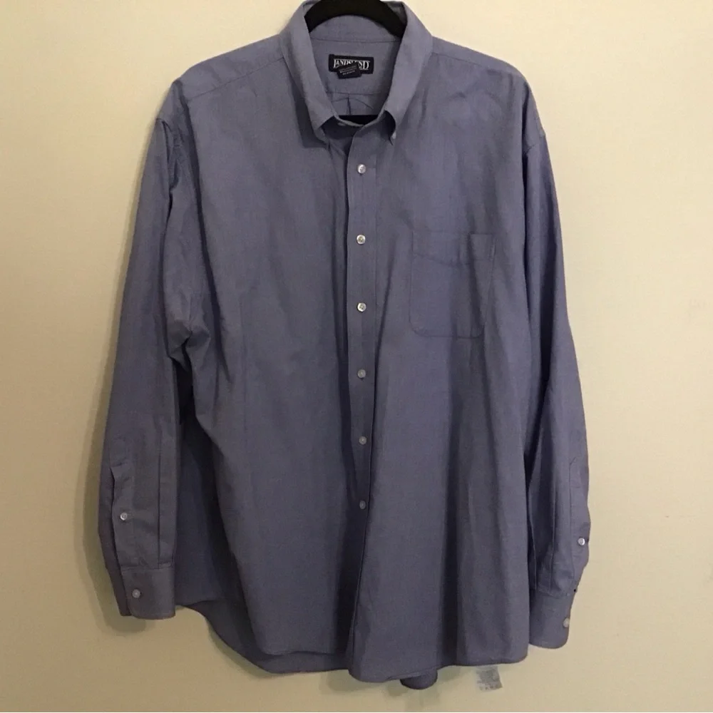Lands’ End blue cotton Oxford shirt. 17 1/2 X 34 Regular